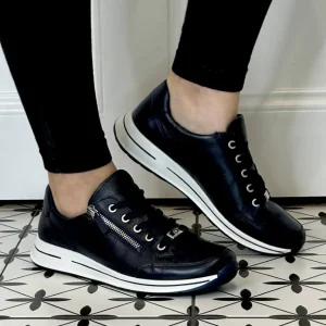 ARA Wide Fit | Casual Shoes*Osaka 2.0 H Fit Leather Trainers 12-24801-NAVY