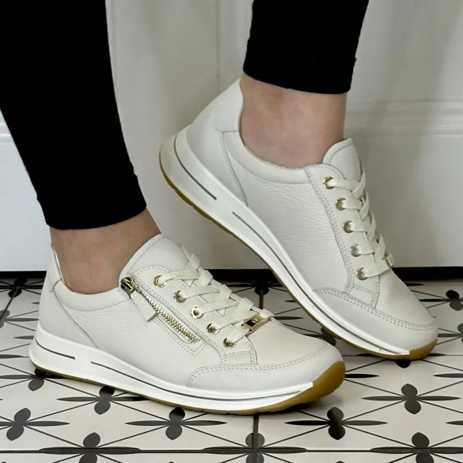 ara_osaka__h_fit_leather__0.webp ARA Wide Fit | Casual Shoes*Osaka 2.0 H Fit Leather Trainers 12-24801-CREAM