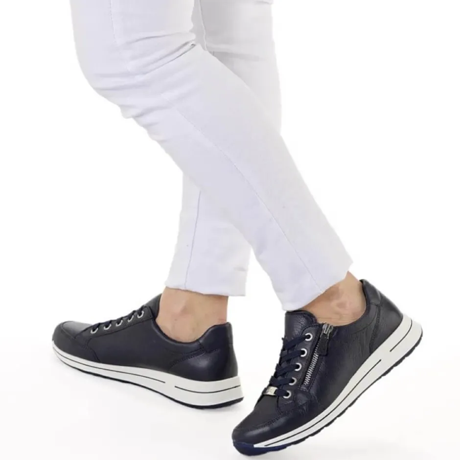 ara_osaka__h_fit_leather__3-2.webp ARA Wide Fit | Casual Shoes*Osaka 2.0 H Fit Leather Trainers 12-24801-NAVY