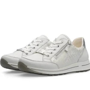 ARA Wide Fit | Casual Shoes*Osaka 2.0 H Fit Leather Trainers 12-24801 NEBBIA WHITE SILVER