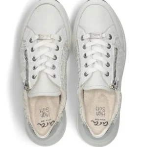 ARA Wide Fit | Casual Shoes*Osaka 2.0 H Fit Leather Trainers 12-24801 NEBBIA WHITE SILVER