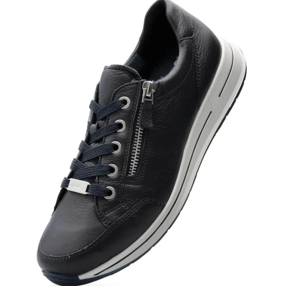 ara_osaka__h_fit_leather__5-2.webp ARA Wide Fit | Casual Shoes*Osaka 2.0 H Fit Leather Trainers 12-24801-NAVY