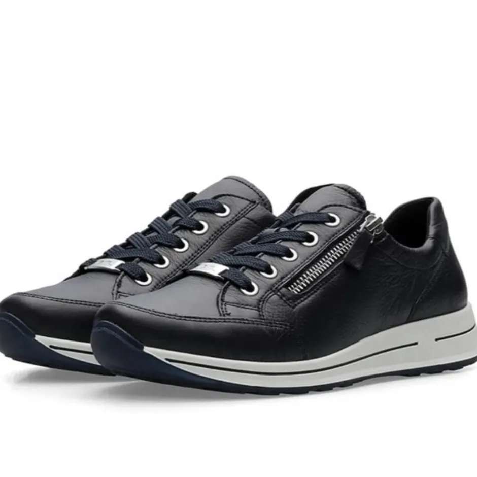 ara_osaka__h_fit_leather__6-2.webp ARA Wide Fit | Casual Shoes*Osaka 2.0 H Fit Leather Trainers 12-24801-NAVY
