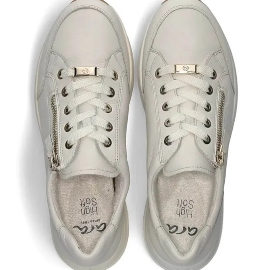 ara_osaka__h_fit_leather__6.webp ARA Wide Fit | Casual Shoes*Osaka 2.0 H Fit Leather Trainers 12-24801-CREAM