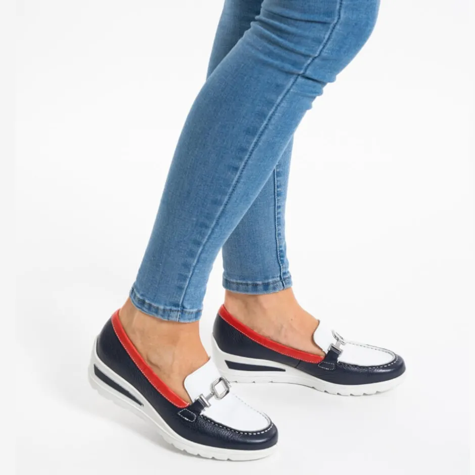 ara_zurich_wedge_slipon___1.webp ARA Wide Fit | Casual Shoes*Zurich Wedge Slipon 12-50638 H Fit Navy Red White
