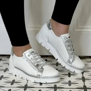 Jose Saenz Casual Shoes | Trainers*Leather Lace-up 2001-BG-WHITE SILVER