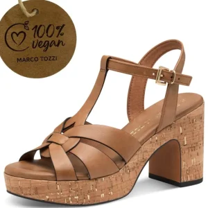 MARCO TOZZI Sandals | Heels*Platform Sandal 2-28394 Vegan -COGNAC