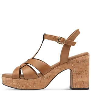 MARCO TOZZI Sandals | Heels*Platform Sandal 2-28394 Vegan -COGNAC