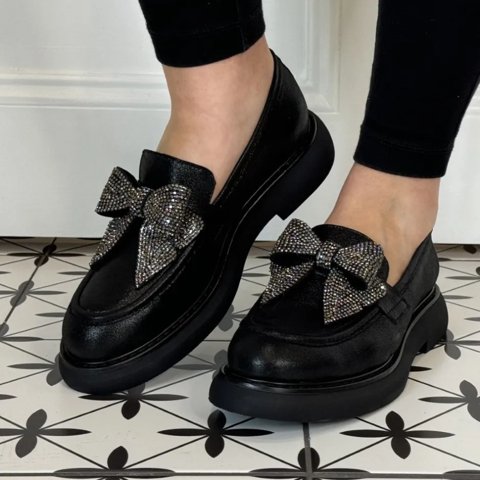 marian__diamonte_bow_loaf_2.webp Marian Casual Shoes | Loafers*9106 Diamonte Bow Loafer-BLACK