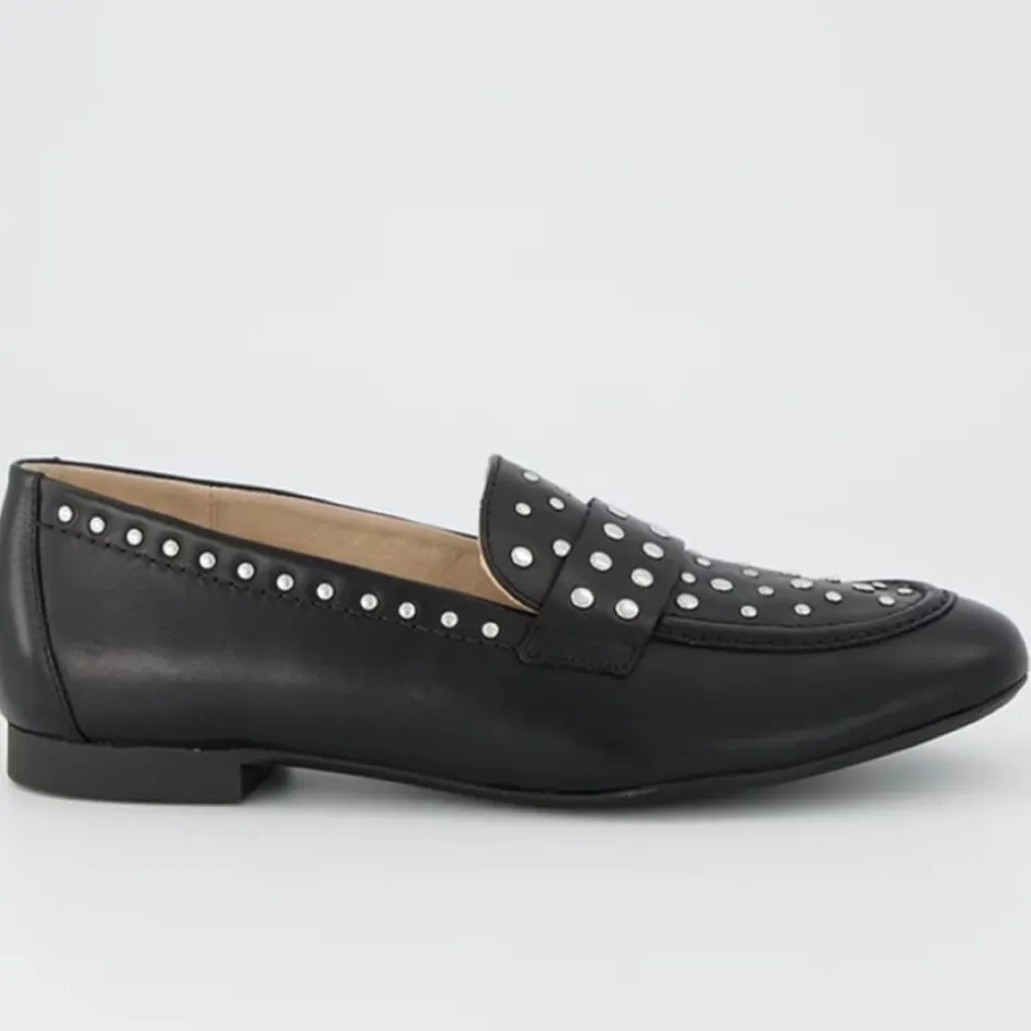 paul_green_leather_loafer_0.webp Paul Green Casual Shoes | Loafers*Leather Loafer with studs 1137-BLACK