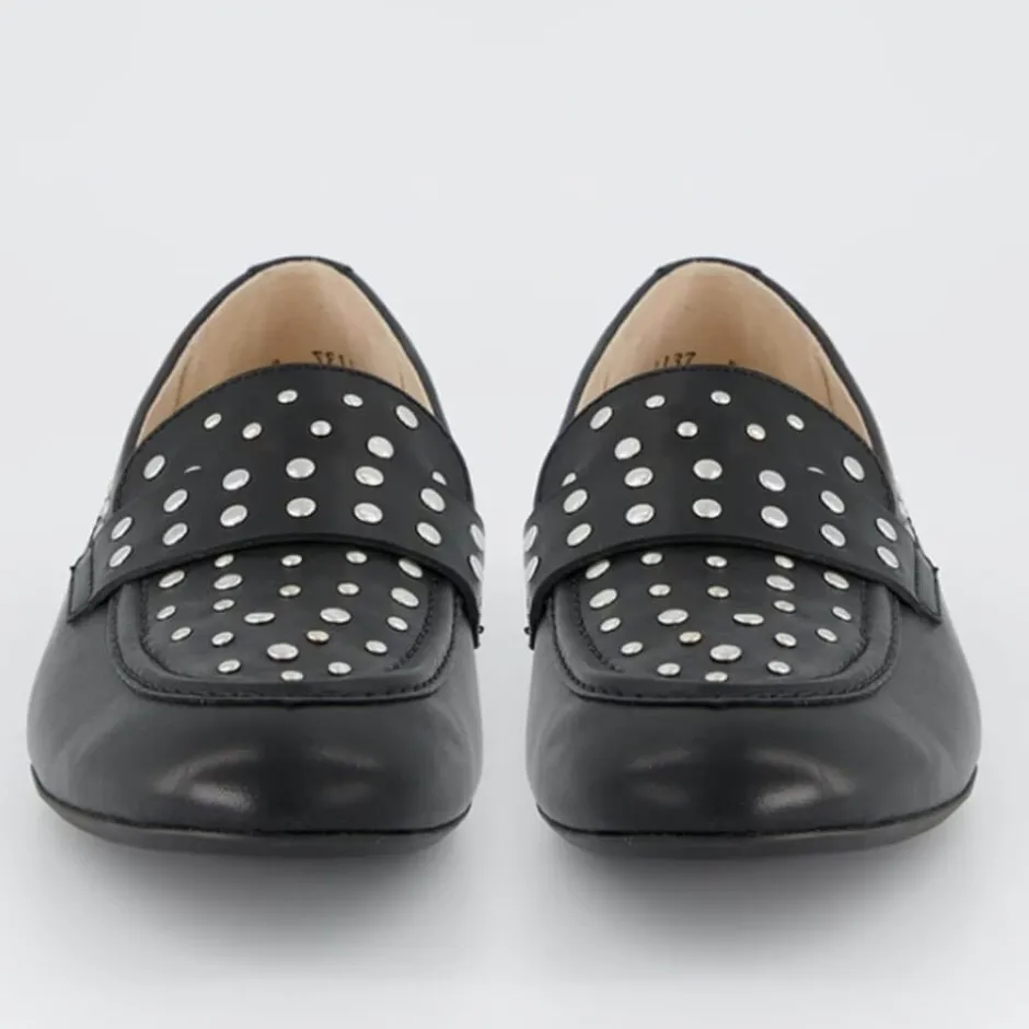 paul_green_leather_loafer_1.webp Paul Green Casual Shoes | Loafers*Leather Loafer with studs 1137-BLACK