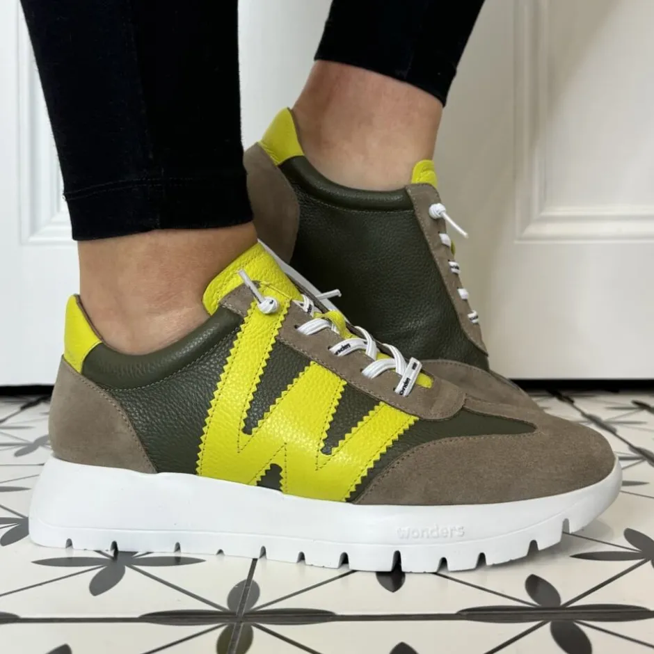 wonders_meri_trainers_a_t_1.webp Wonders Casual Shoes | Trainers*Meri Trainers A-2476 Taupe Cyber Yellow